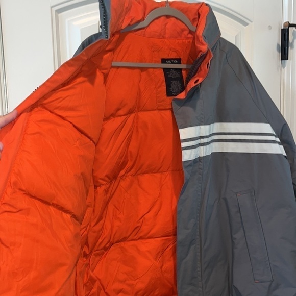 Nautica men down filled warm preppy winter jacket coat gray size L great quality - Picture 4 of 12